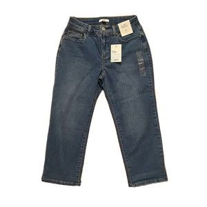 NWT Croft & Barrow Size 4 Mid Rise Classic Stretch Capri Denim Blue Jeans